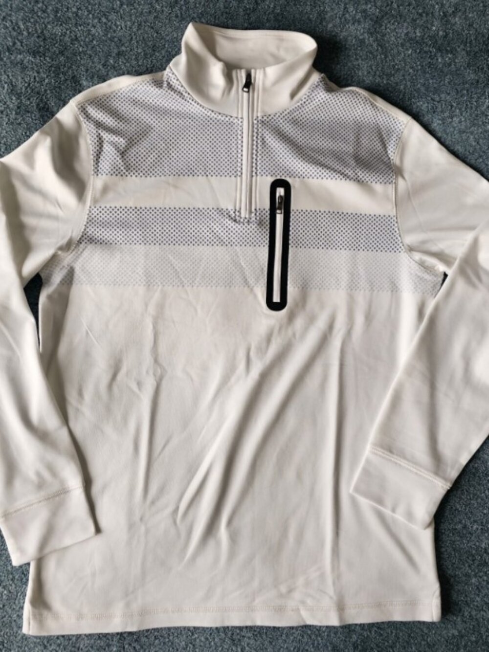 NWOT Club Room Performance Quarter Zip Pullover White Blue Golf Pocket Top Men’s
